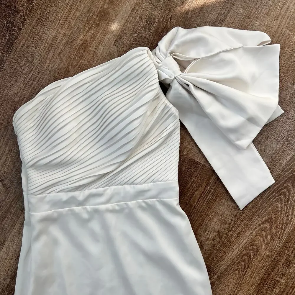 Karlie Bridal Shower White One Shoulder Bodycon Bow Shoulder Dress